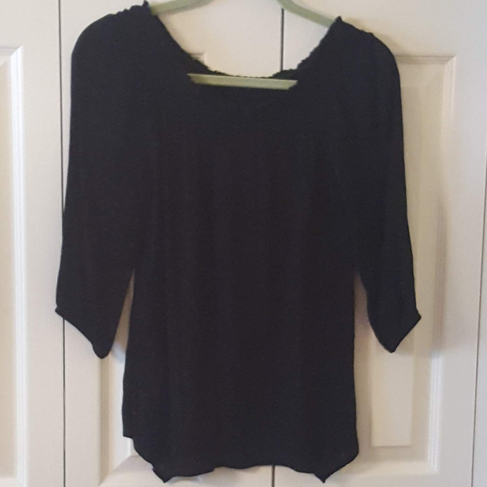 No Boundaries Black Gauze Peasant Top 0040